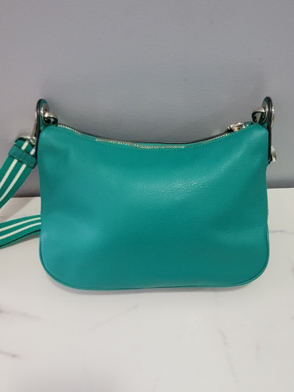 Kate Spade Teal Pebbled Leather Crossbody with Striped Strap - Picture 5 of 10